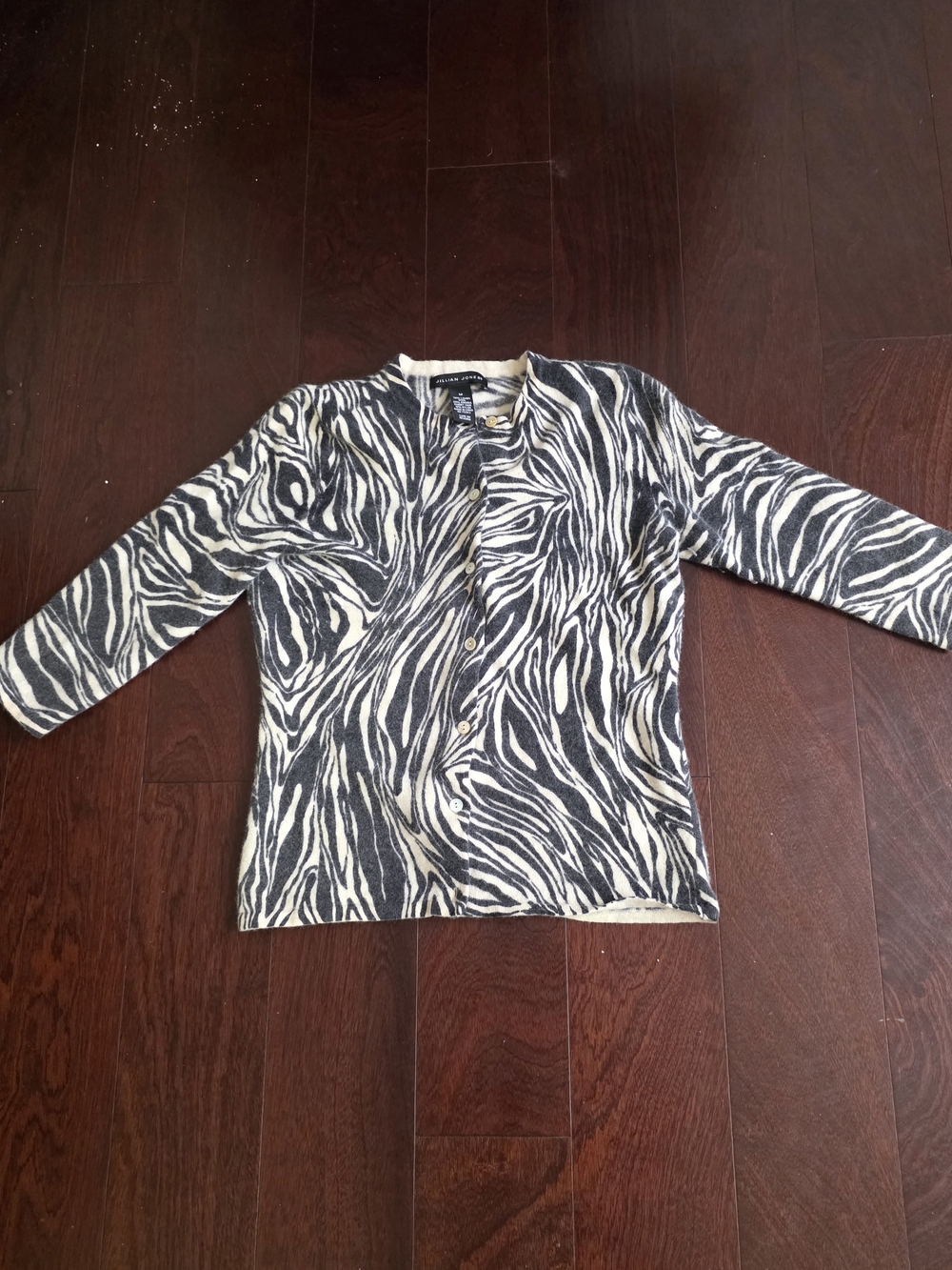 Zebra Print Button-Up Top - Gray & White